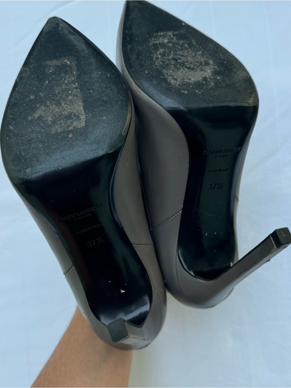 YSL Yves Saint Laurent grey Paris Chelsea Booties leather - Picture 3 of 9